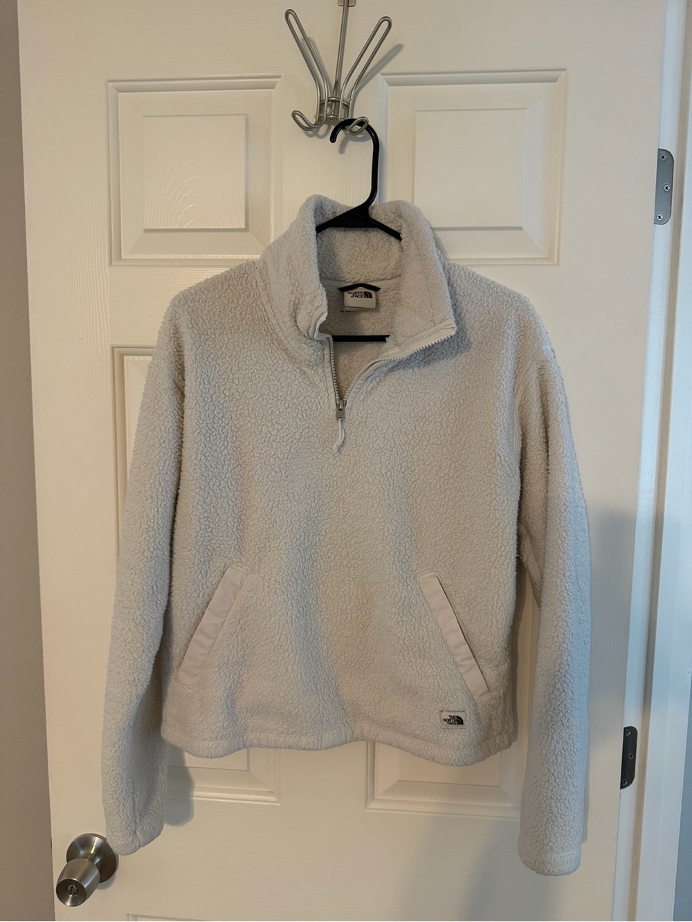 The North Face Cream Sherpa Quarter-Zip Pullover Sweater